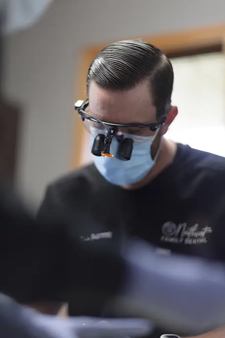 Closeup of patient receiving dental treatment