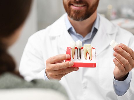 a patient and dentist talking